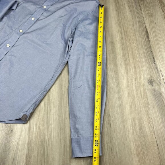 Todd Snyder Shirt Men’s 15.5 34/35 Blue Solid 2 Ply Cotton Stretch Button Up - Picture 15 of 16